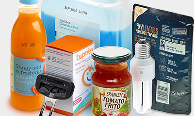 Printing on glass bottles and in the food industry